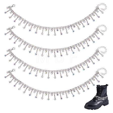 4Pcs Iron Rhinestone Tassel Boot Strap Chains HJEW-PH02568-1