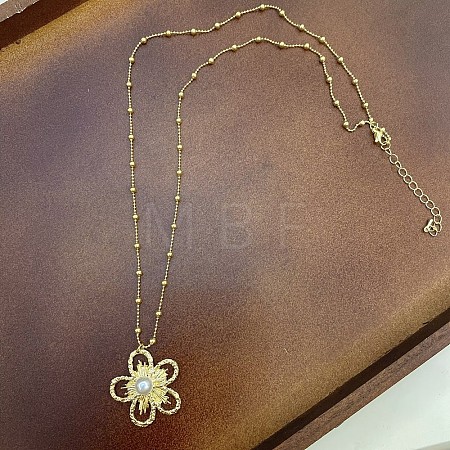 Alloy Hollow Flower Pendant Necklaces for Women WG07DCA-03-1