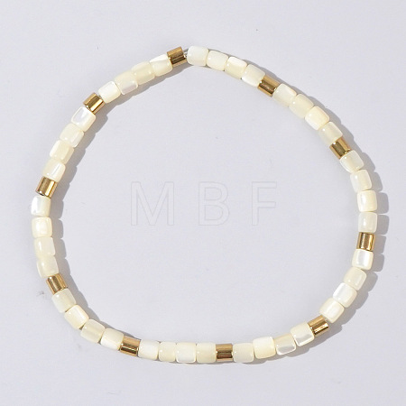 Bohemian Style Natural Shell Column Beads Stretch Bracelets for Women WU0042-2-1