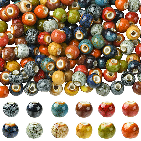 180Pcs 12 Colors Handmade Porcelain Beads PORC-SC0001-21B-1