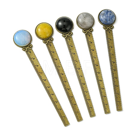 Round Tibetan Style Retro Alloy Bookmark Rulers AJEW-JK00264-1