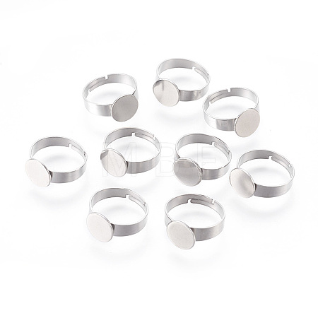 Tarnish Resistant Adjustable 304 Stainless Steel Finger Rings Components STAS-F149-21P-A-1