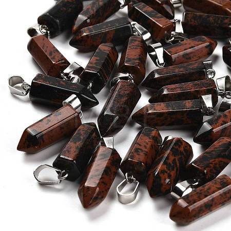 Natural Mahogany Obsidian Pendants G-Z067-07P-17-1