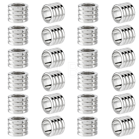 24Pcs Grooved Stainless Steel European Beads STAS-HS0001-81B-1