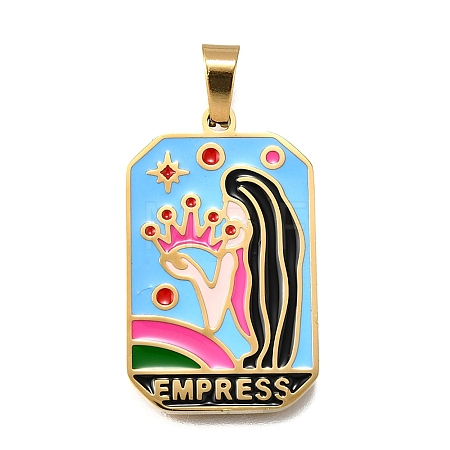 Tarot 304 Stainless Steel Enamel Pendants STAS-M119-09S-G-1