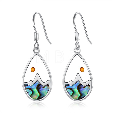 304 Stainless Steel Abalone Shell Teardrop Dangle Earrings for Women WGADE86-01-1