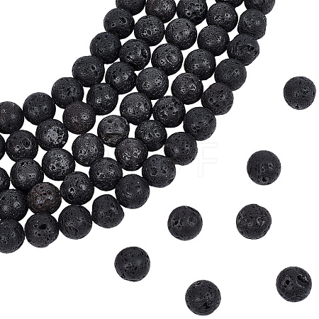 5 Strands Natural Lava Rock Round Beads Strands G-LT0001-02A-02-1