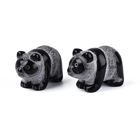 Natural Obsidian Panda Display Decorations G-T144-81B-1