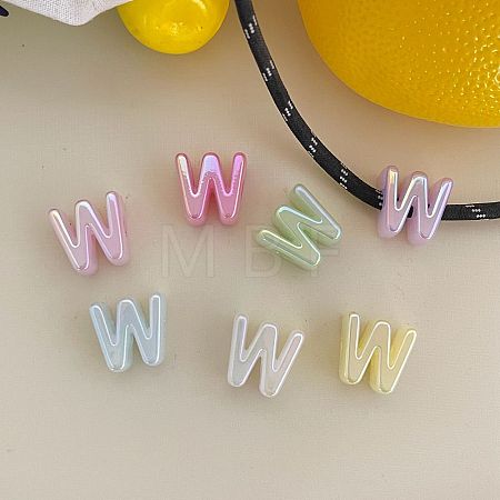 UV Plating Acrylic Alphabet Beads OACR-N163-42W-1