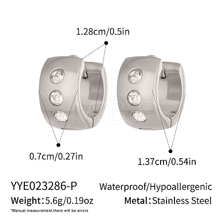 304 Stainless Steel Rhinestone Hoop Earrings for Women BG8206-2-1