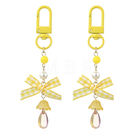 2Pcs Bowknot Plastic Pendant Decorations HJEW-YW00272-02-1