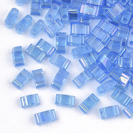 2-Hole Transparent Glass Seed Beads LS-SEED-T004-04B-01-1