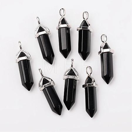 Bullet Imitation Jade Glass Pointed Pendants G-F295-01E-1