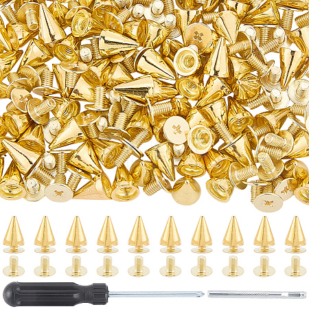 100 Bags Alloy Spiked Cone Rivets for Bag Decoration FIND-CL0002-06G-1