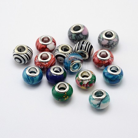 Handmade Lampwork Large Hole Rondelle European Beads LPDL-L003-08-1