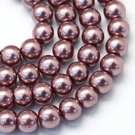 Baking Paint Pearlized Glass Pearl Round Bead Strands X-HY-Q330-8mm-58-1