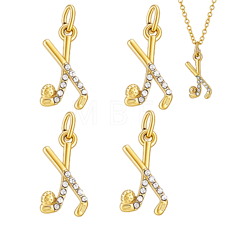 4Pcs Sports 304 Stainless Steel Rhinestone Pendants STAS-PH0007-49-1