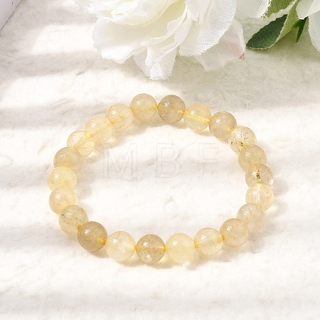 Natural Gold Rutilated Quartz(Dyed & Heated) Round Beaded Stretch Bracelets for Women GG-CBA3F02-05-1