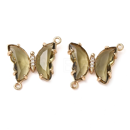Brass Pave Faceted Glass Connector Charms X-FIND-Z020-04S-1