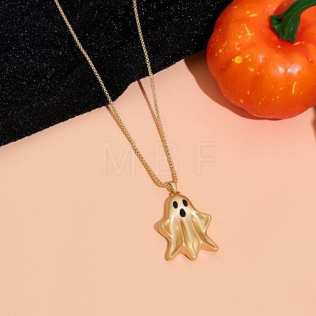 Halloween Brass Ghost Pendant Necklaces for Women FS-WG65C6E-01-1