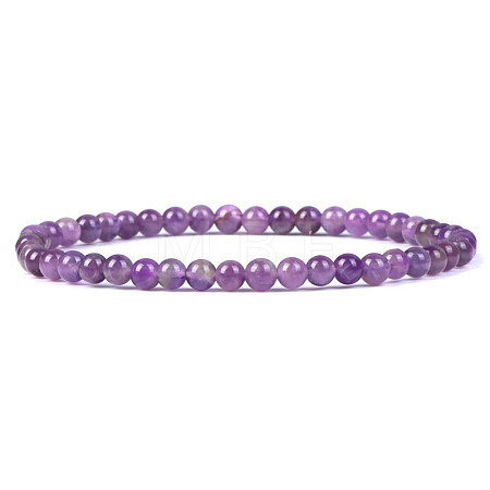 4mm Round Natural Dyed Amethyst Beads Bracelet for Men KG3069-35-1