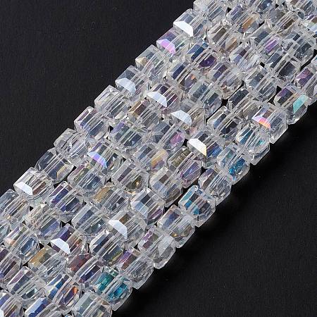 Electroplate Glass Beads Strands X-EGLA-D018-8x8mm-01-1
