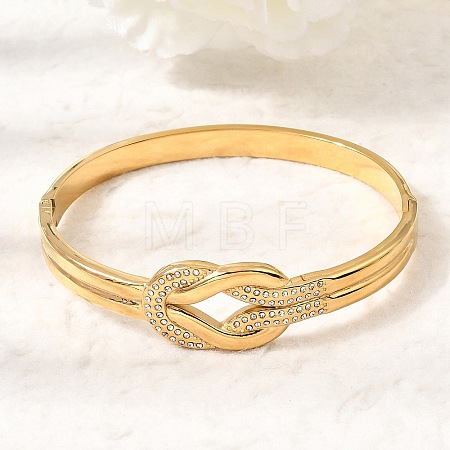 304 Stainless Steel Crystal Rhinestone Knot Hinged Cuff Bangles for Women SA-CBAF851-09G-1