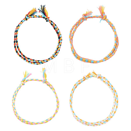 4Pcs 4 Colors Bohemian Cotton Cord Braided Bracelets BJEW-TA0001-26-1