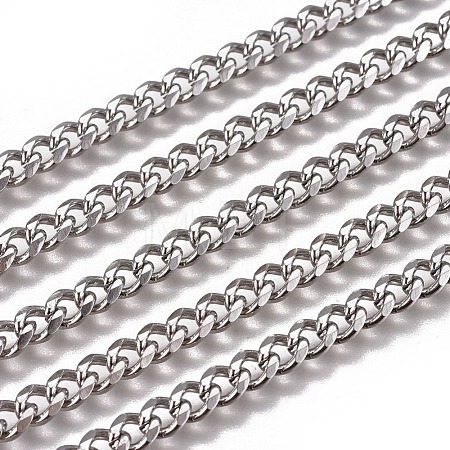 Non-Tarnish Handmade 304 Stainless Steel Cuban Link Chains STAS-F229-07C-P-1