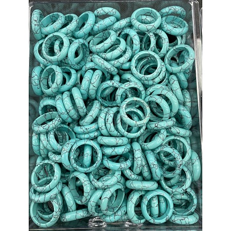 Synthetic Turquoise Finger Rings WG8089A-15-1