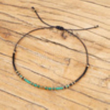 Glass Seed Bead & Brass Beads Braided Bead Bracelets DN7450-7-1