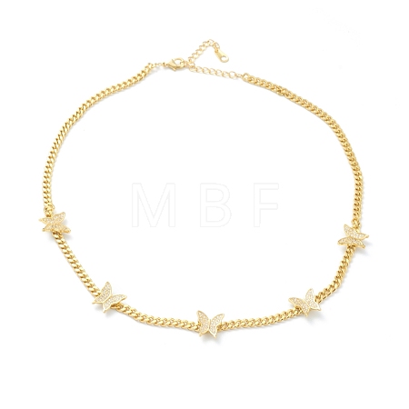 Brass Micro Pave Clear Cubic Zirconia Choker Necklaces NJEW-H308-04G-1