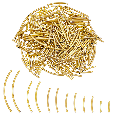 240Pcs 6 Style Brass Curved Tube Beads KK-GA0001-81-1