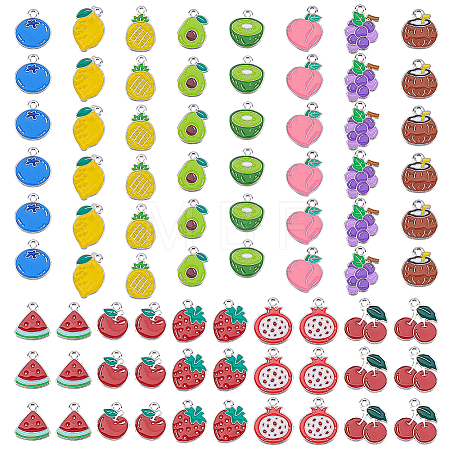 78Pcs 13 Styles Mixed Fruit Alloy Enamel Charms ENAM-DC0002-31P-1