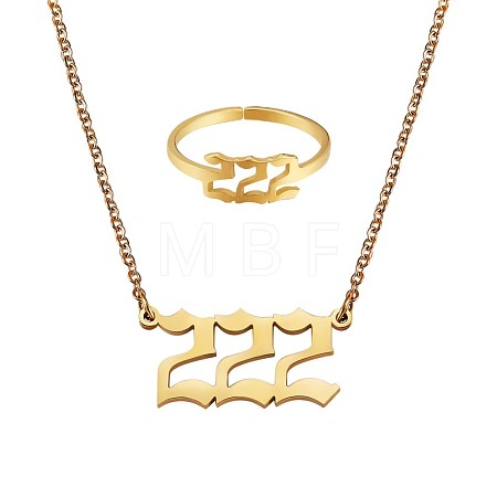 Number Pendant Necklace & Open Cuff Ring JX196A-1
