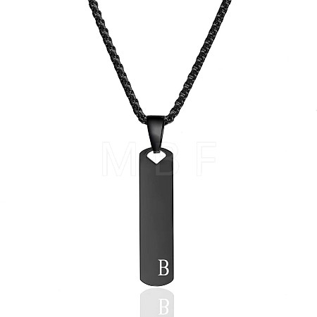 304 Stainless Steel Rectangle with Letter Pendant Box Chain Necklaces FS-WGD7C78-28-1