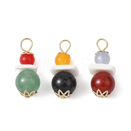3Pcs 3 Styles Natural Green Aventurine & Black Onyx & White Jade & Malaysia Jade Pendants PALLOY-JF04710-1