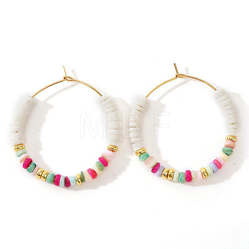 Bohemian Style Multicolor Shell Earrings Hoop Earrings VX2278-5-1