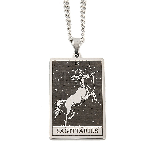 Non-Tarnish 304 Stainless Steel Tarot Pendant Necklaces NJEW-A026-01P-09-1