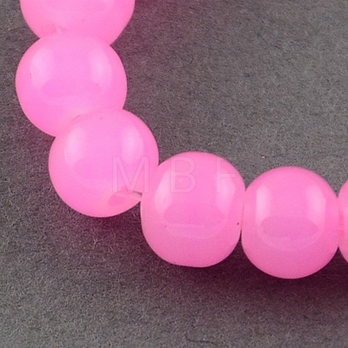 Imitation Jade Glass Round Beads Strands X-DGLA-S076-8mm-08-1