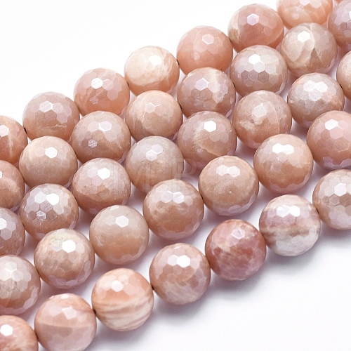 Electroplate Natural Sunstone Beads Strands G-K256-17-12mm-1