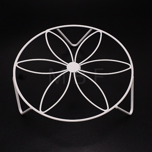 Flat Round with Flower Pattern Iron Display Decorations AJEW-WH0244-09A-1