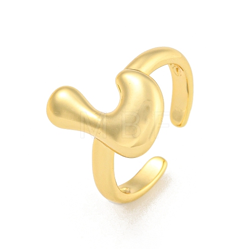 Brass Letter Open Cuff Rings for Women RJEW-G313-01L-G-1