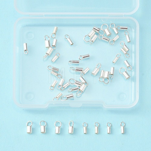 BENECREAT 48Pcs 3 Style 925 Sterling Silver Cord Ends STER-BC0001-58-1