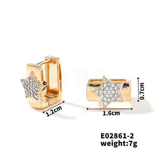 Exquisite Brass Cubic Zirconia Hoop Earrings Fashionable Light Luxury EN3561-2-1