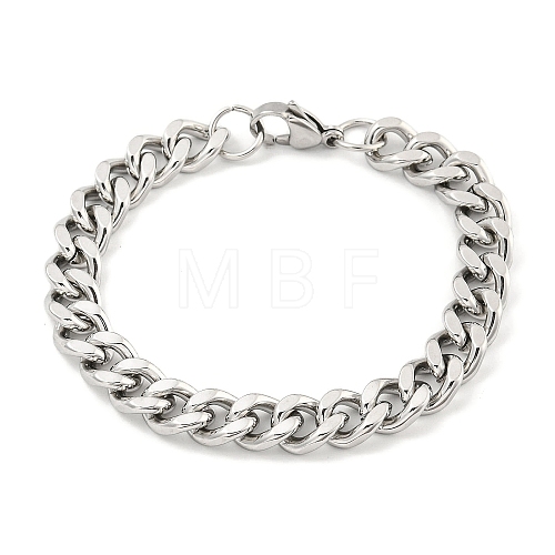 Non-Tarnish 201 Stainless Steel Cuban Link Chain Bracelets for Women and Men BJEW-F473-04P-01-1