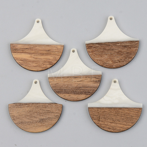 Opaque Resin & Walnut Wood Pendants RESI-S389-046A-C04-1