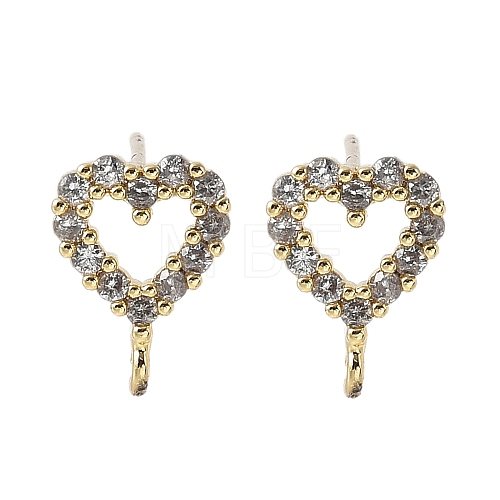 Brass Micro Cubic Zirconia Stud Earring Findings KK-S516-03G-1