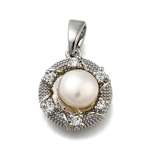 Natural Freshwater Pearl Flat Round Charms KK-K398-30P-1