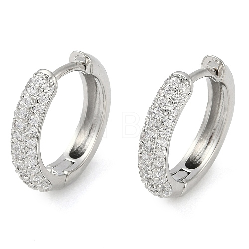 Rack Plating Ring Brass Micro Pave Cubic Zirconia Hoop Earrings EJEW-Z059-12P-01-1